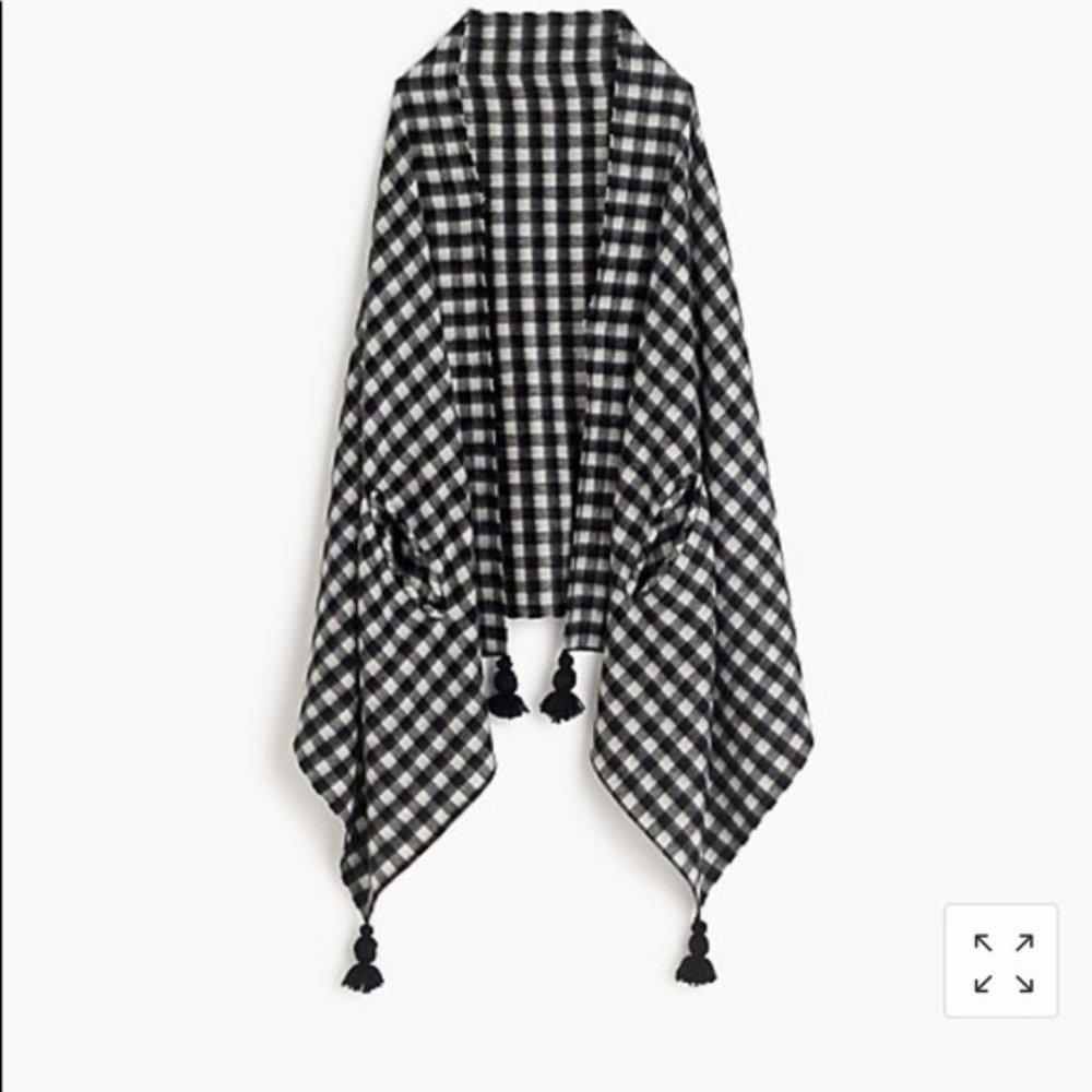 NWOT J. Crew Checkered cape-scarf - Black and Ivory